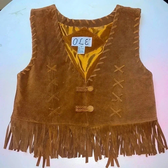 Jackets & Blazers - Suede Fringe Vest HIPPIE FESTIVAL Women's Fashion 60's Size M